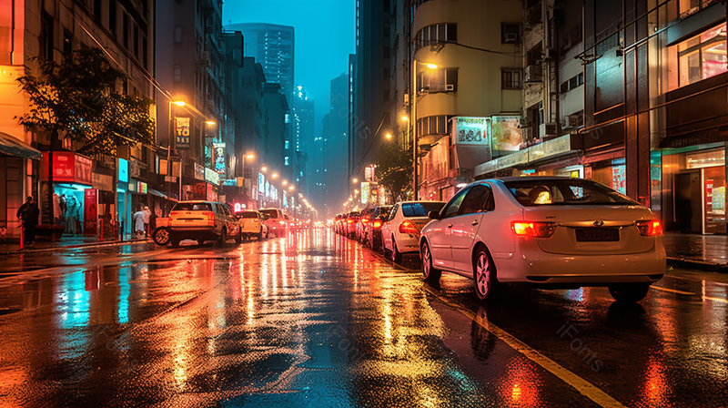 上海雨后街道夜景,高清,摄影图,摄影图片,图片大全,摄影图免费下载